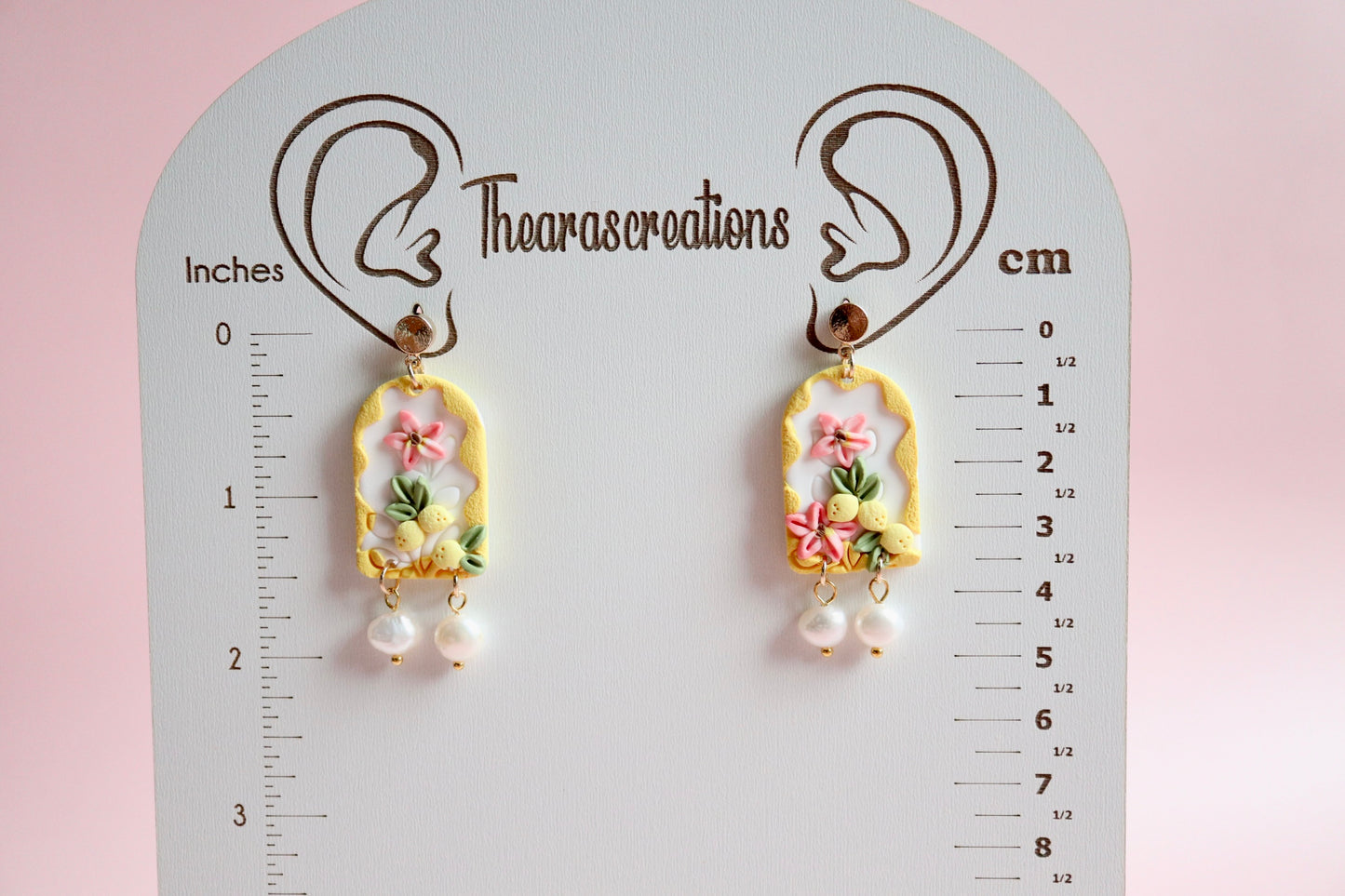 Lemon cookie Earrings w/ Pearls