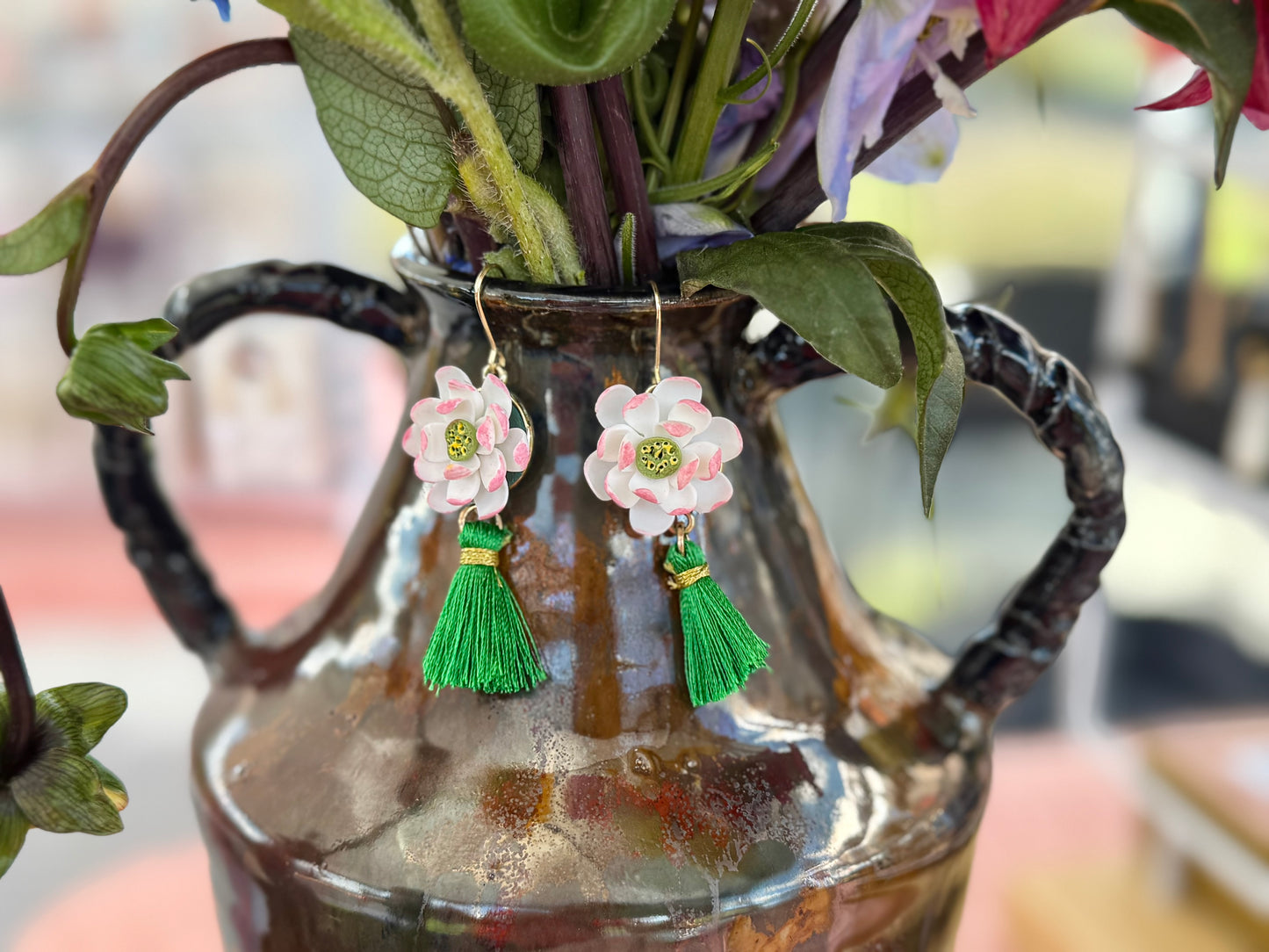 Lotus with Green Tassles