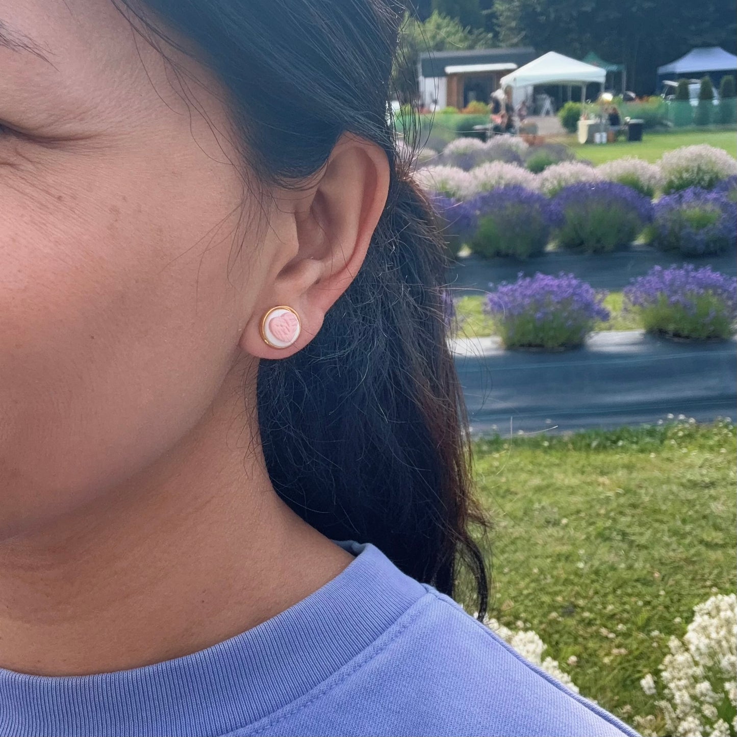 Little Circle Heart Peach Studs