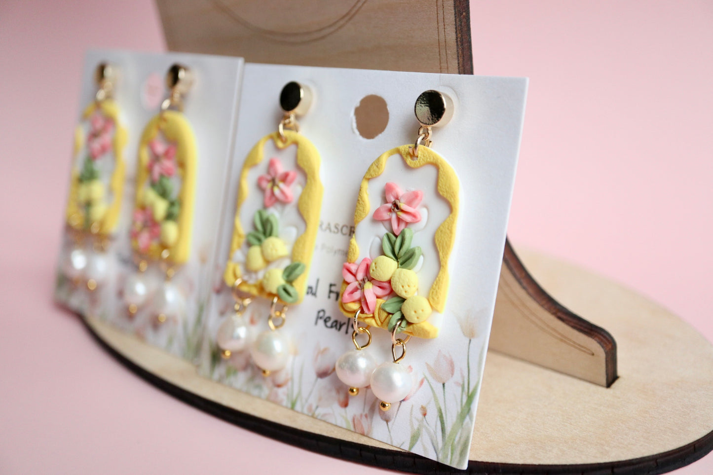 Lemon cookie Earrings w/ Pearls