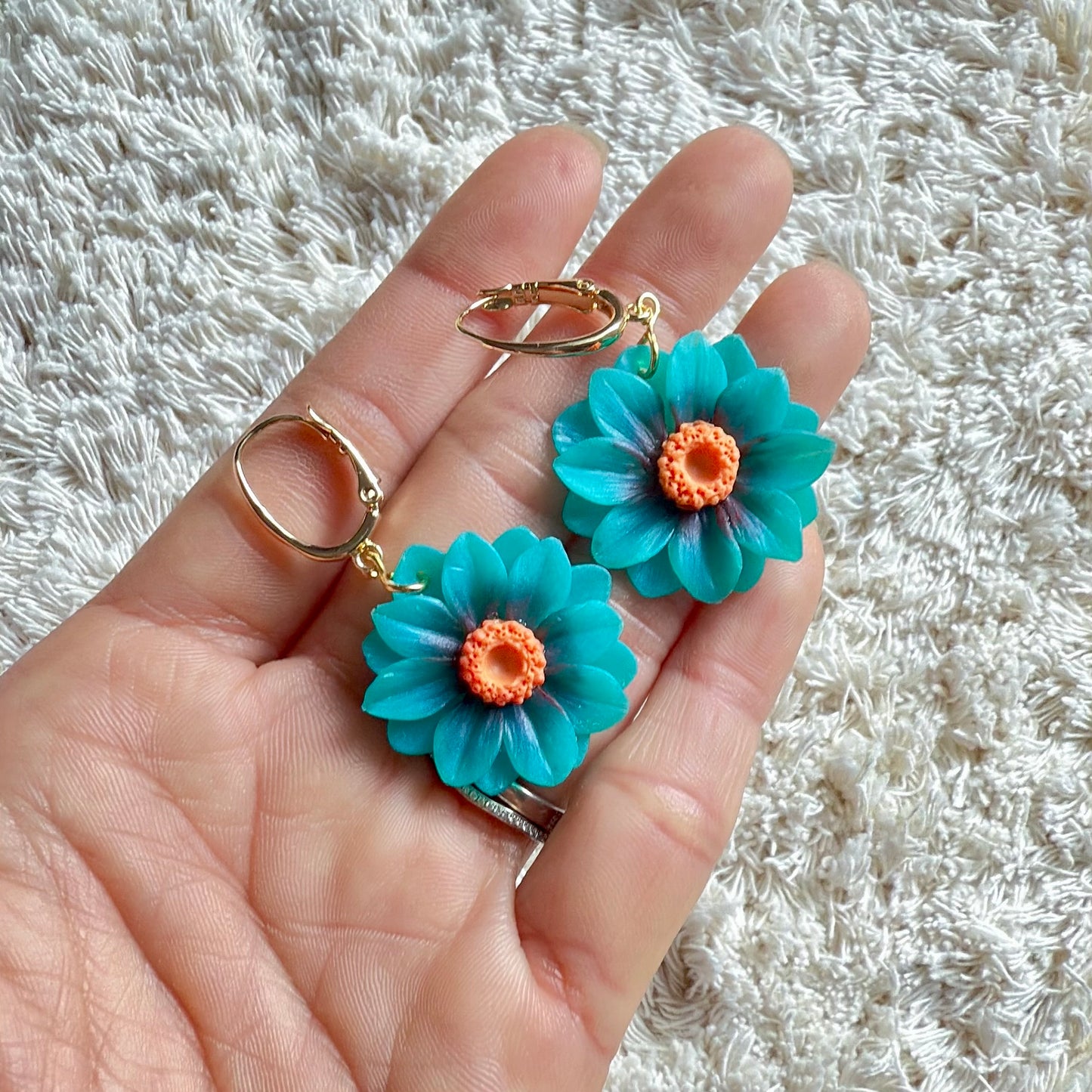 Translucent Turquoise Daisy Hooks