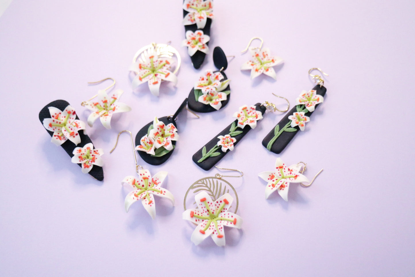 Lilies bouquet earrings