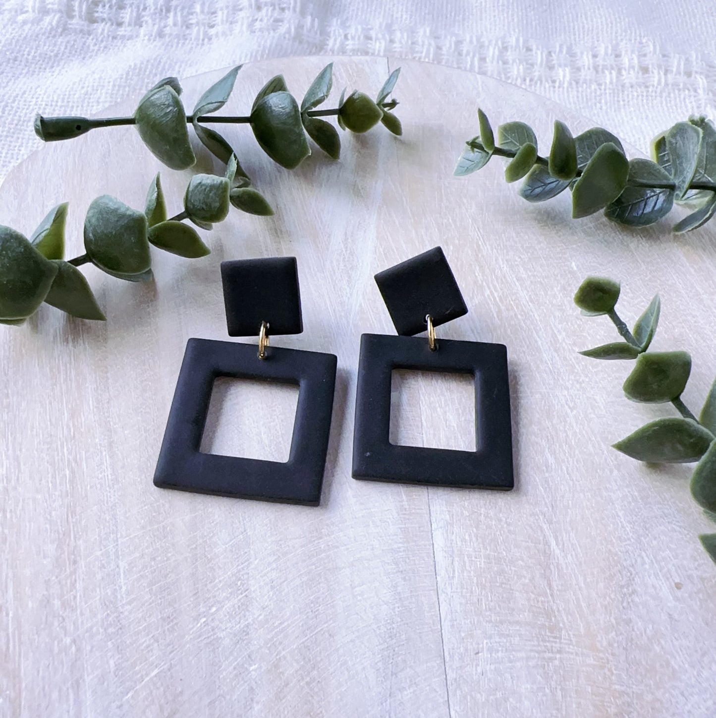 Square and Circle Earrings.