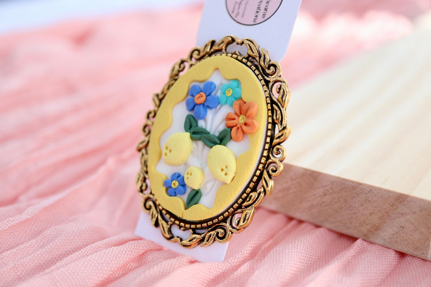 Lemon Brooch Pin -Antique Gold