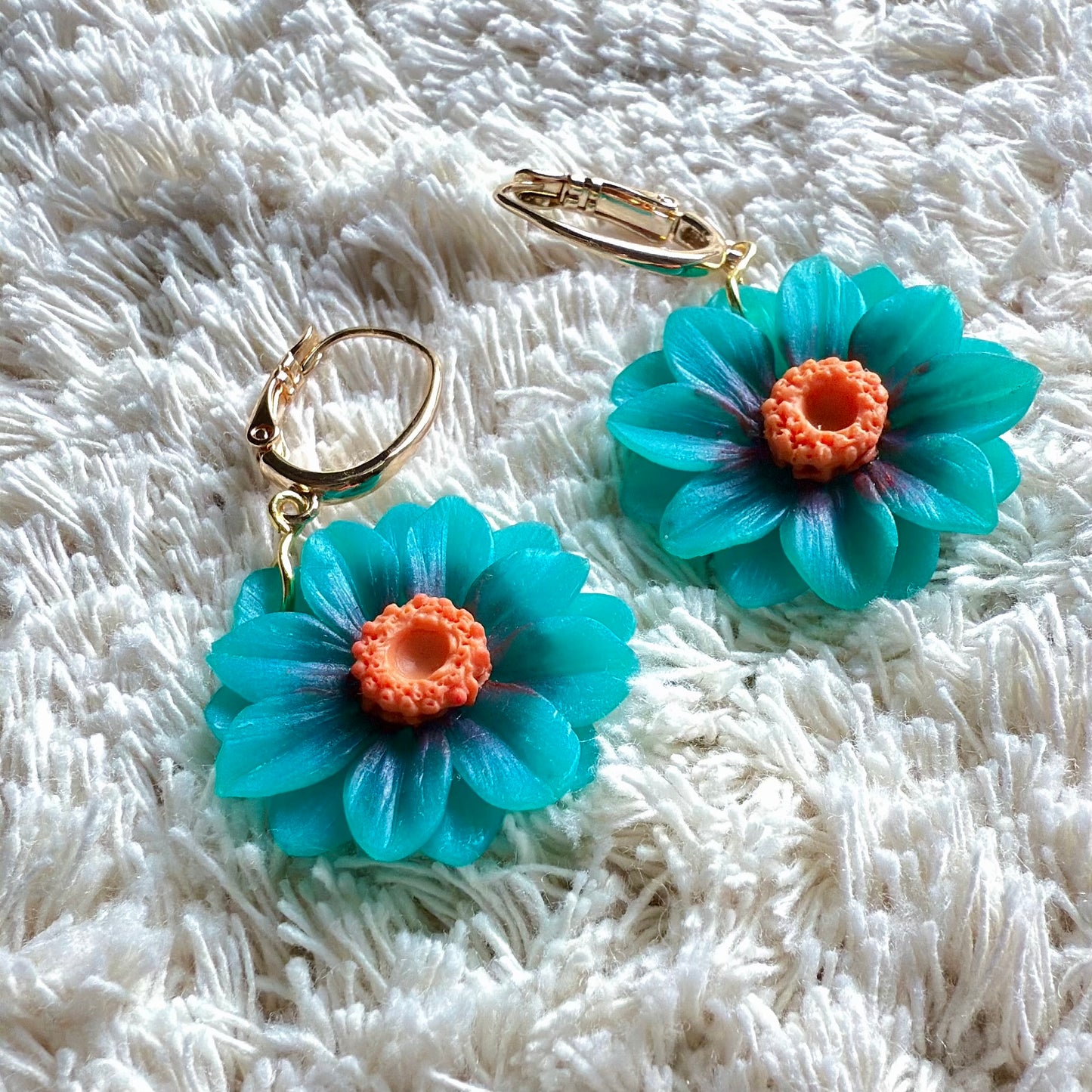 Translucent Turquoise Daisy Hooks