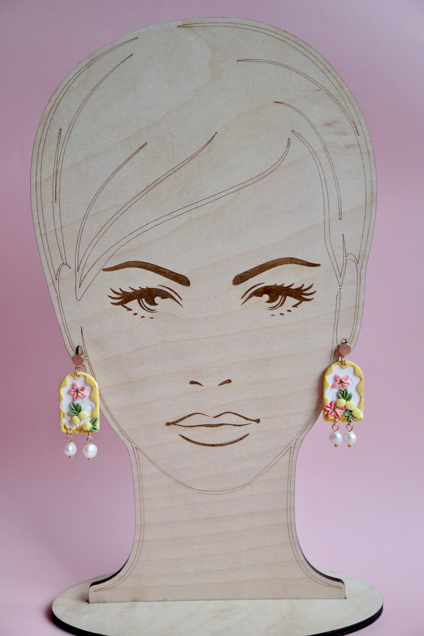 Lemon cookie Earrings w/ Pearls