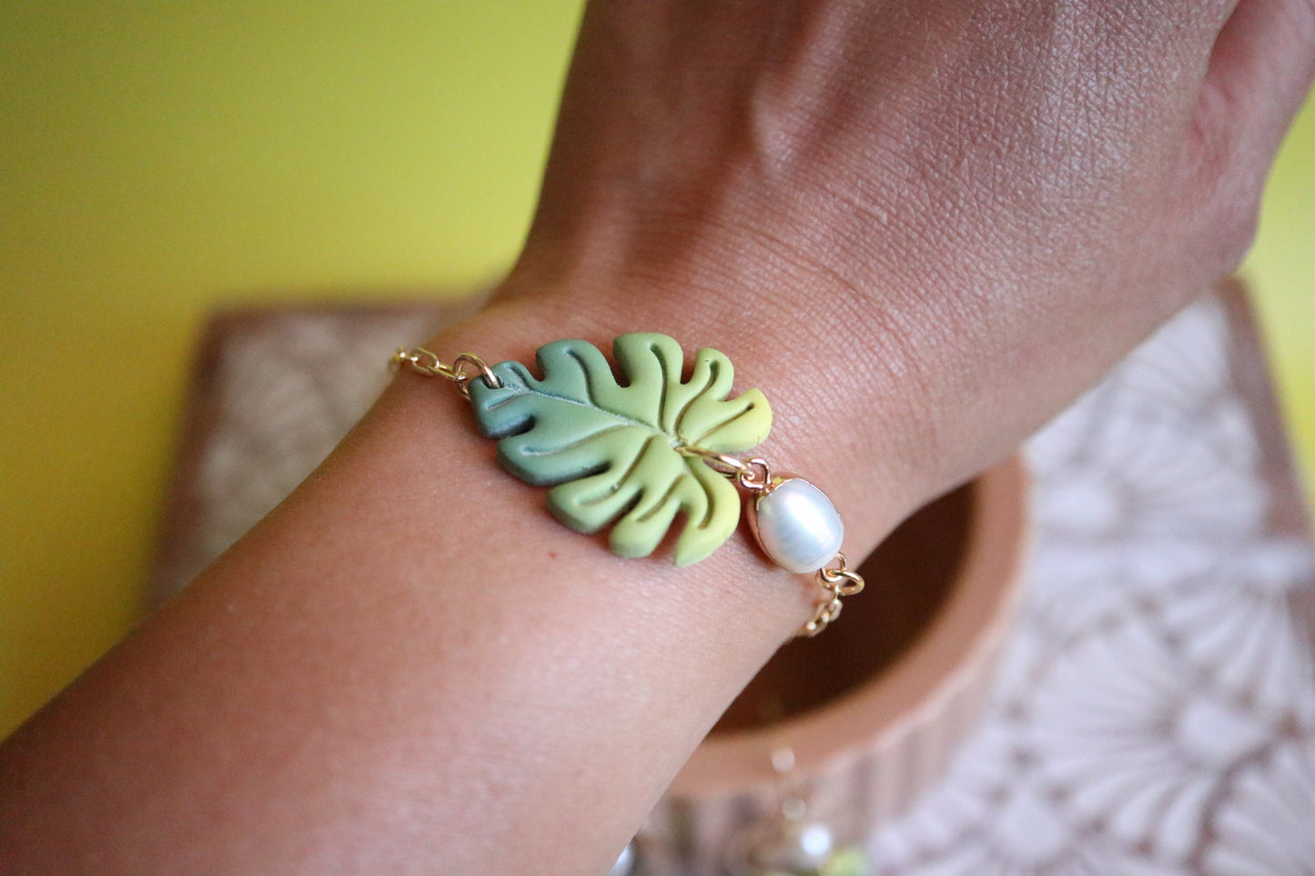 Monstera Earrings and Bracelets