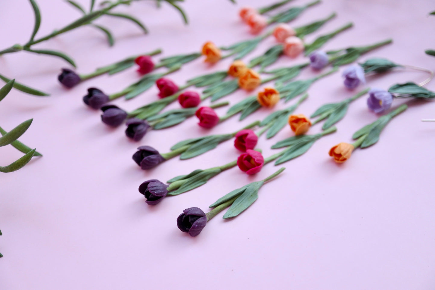 Purple Taupe Tulip Link Earrings