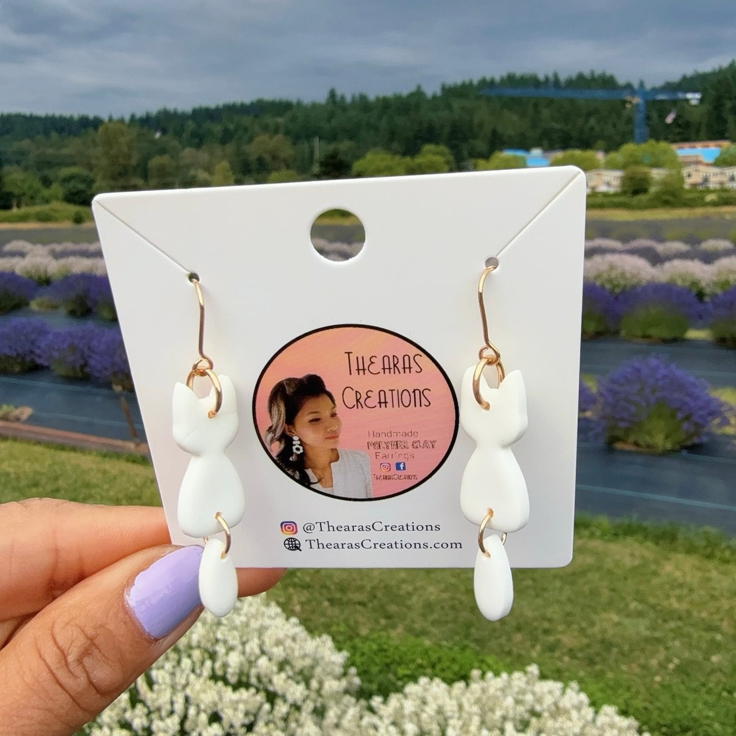 White Cat Earrings