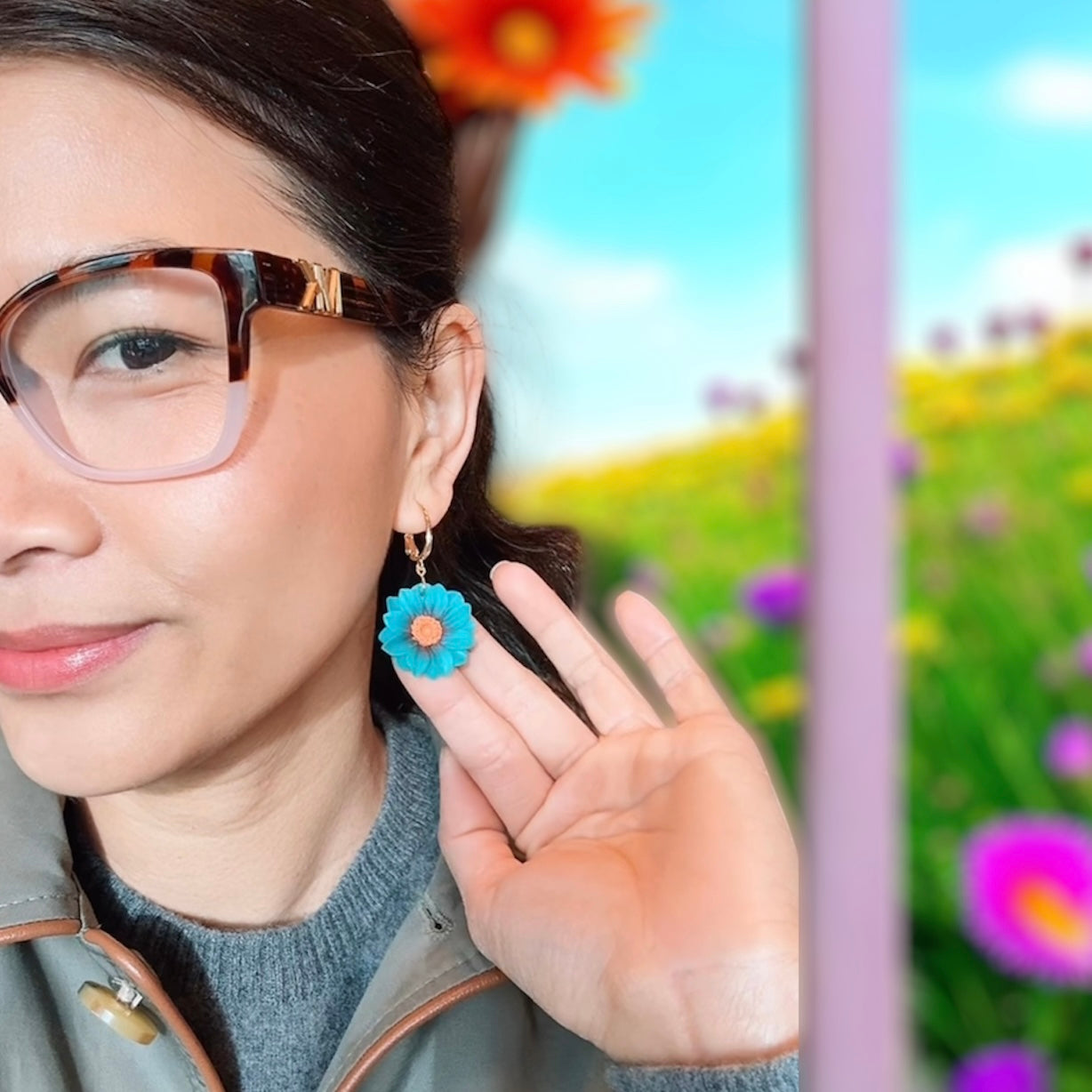 Translucent Turquoise Daisy Hooks