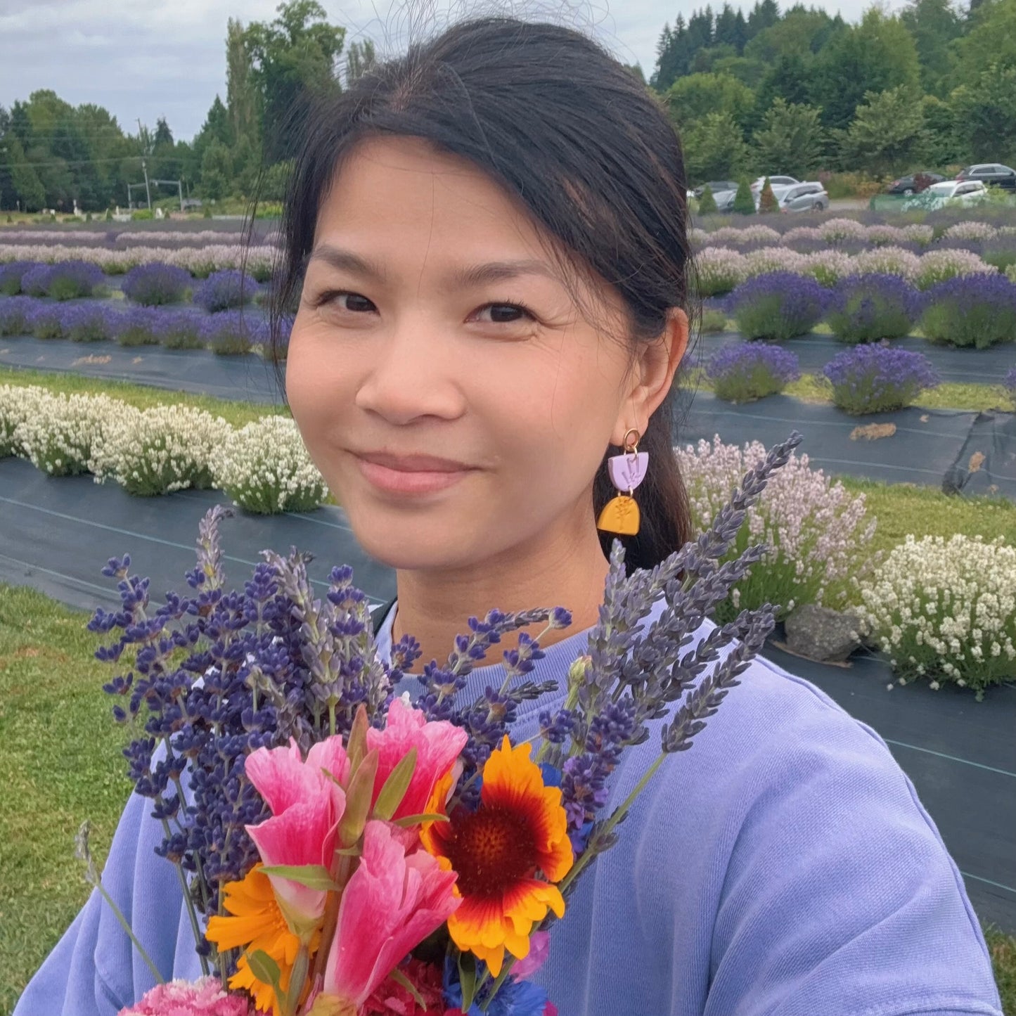 Lavender Geomatic Shapes Earrings