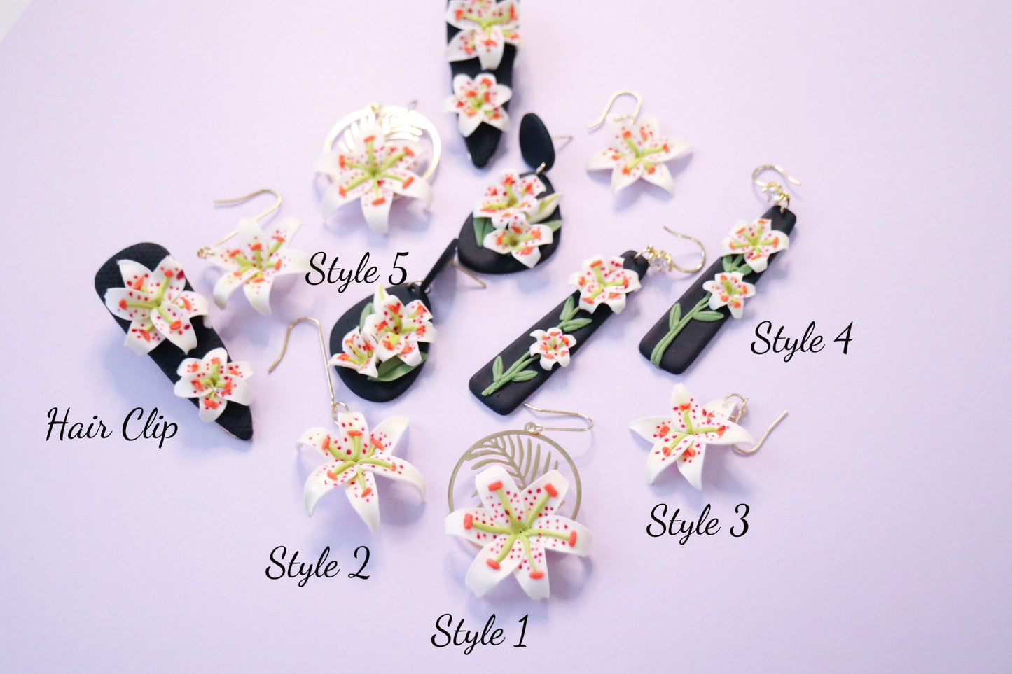 Lilies bouquet earrings