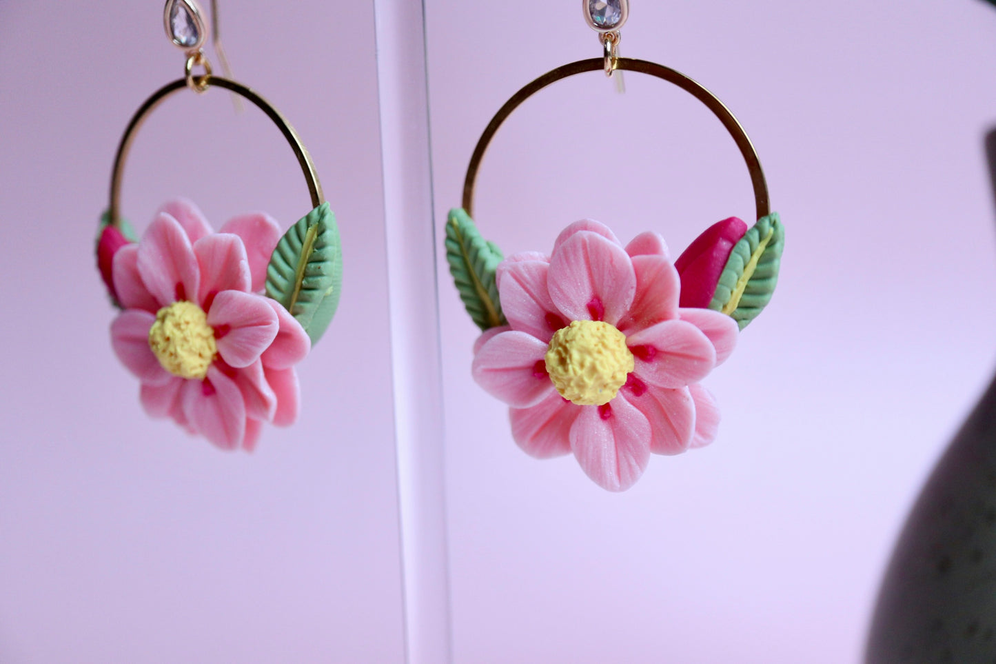 Pink Daisy Dangles