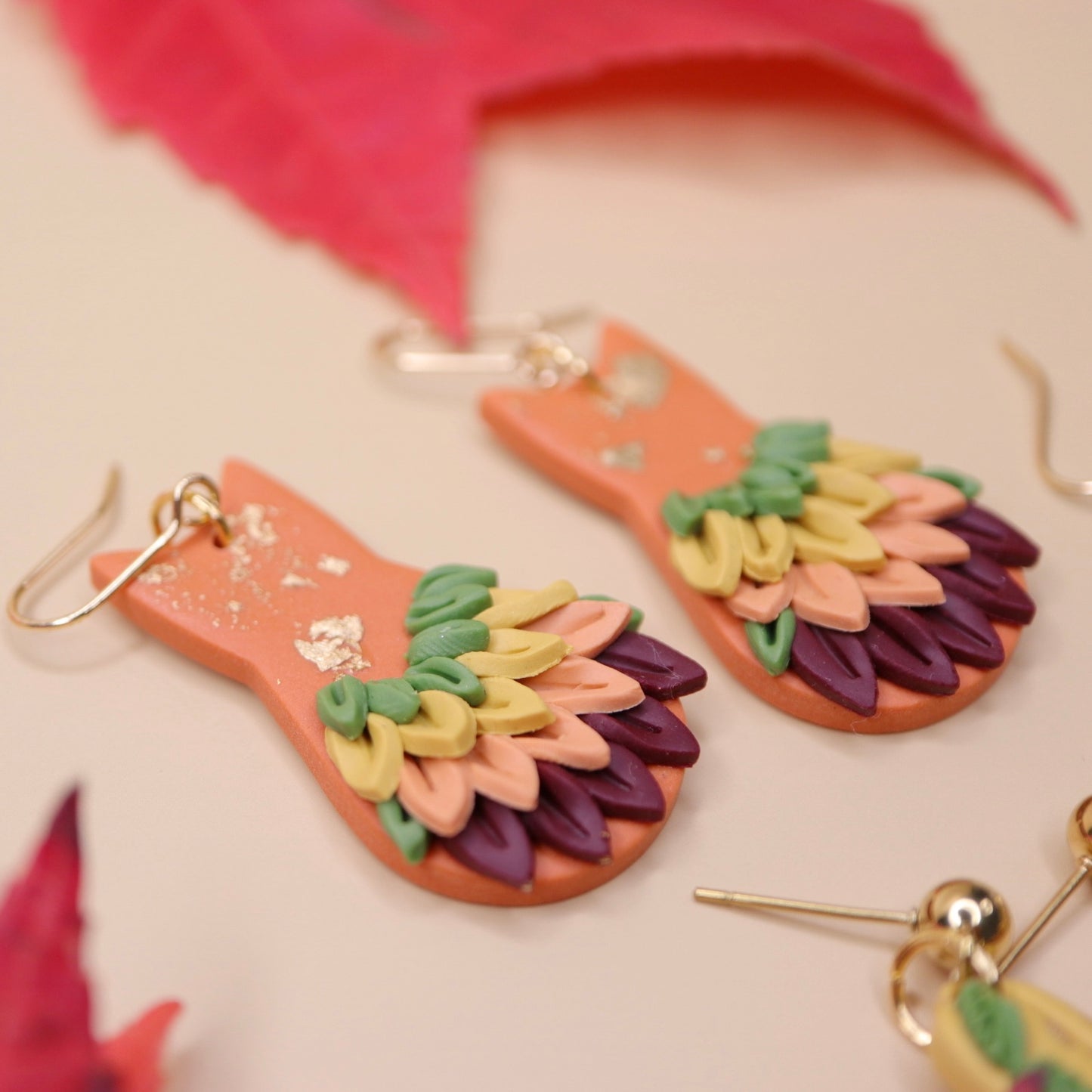 Orange Cat with Skirt Earrings.