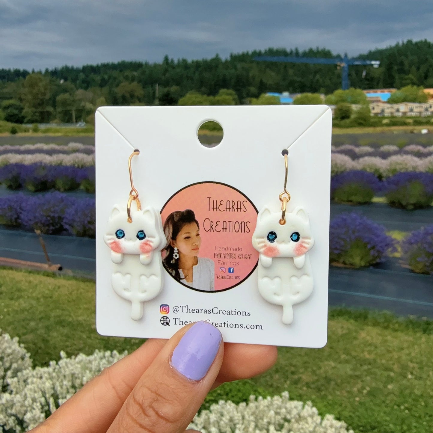 White Cat Earrings