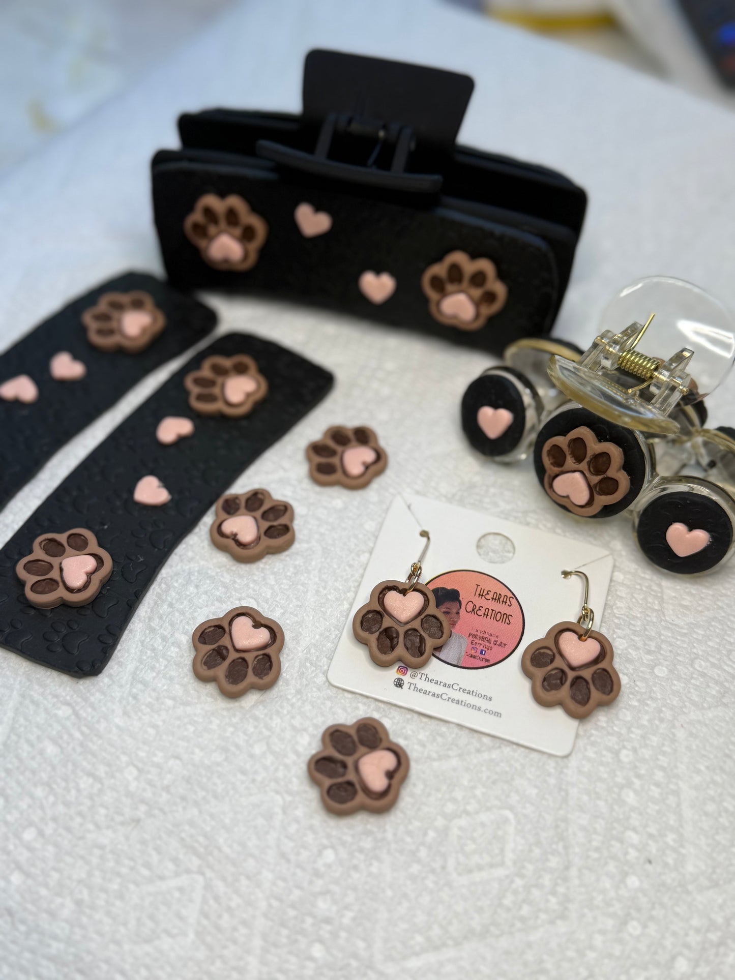 Dog Paws Hair Claw and Earrings