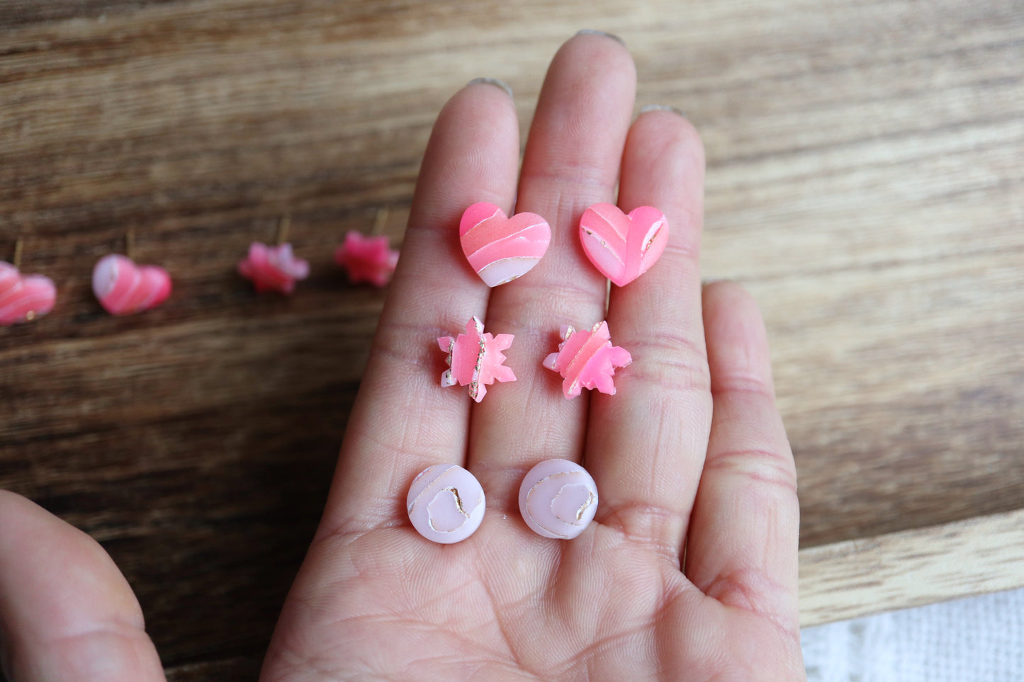 Mini Pink Layered Studs
