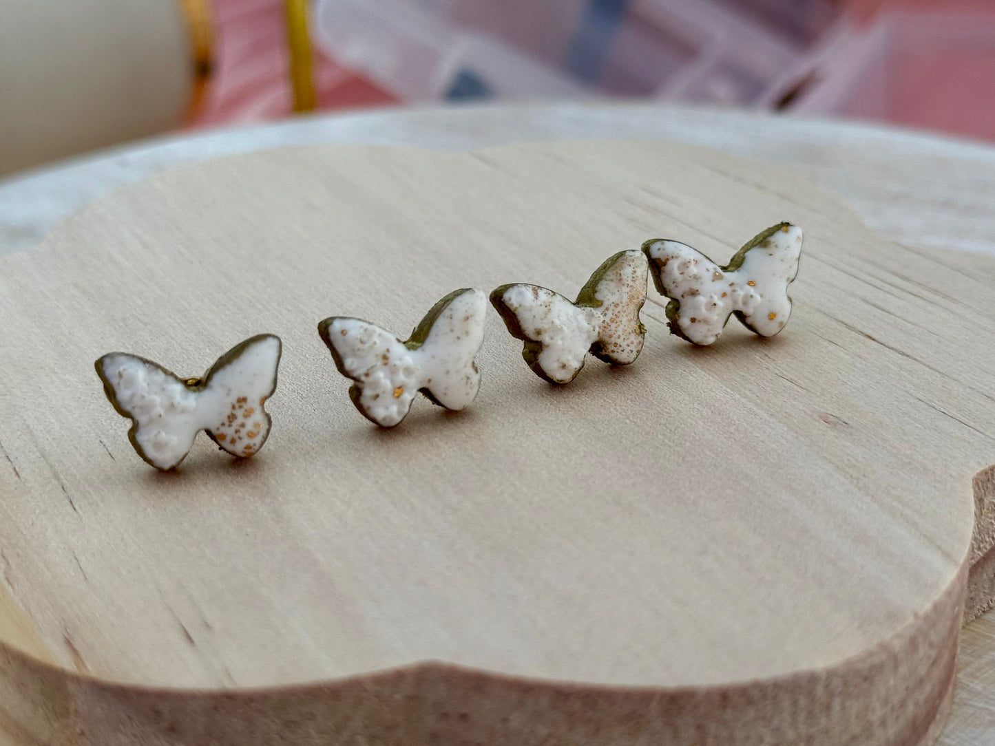 White & Gold Butterfly 🦋 Studs