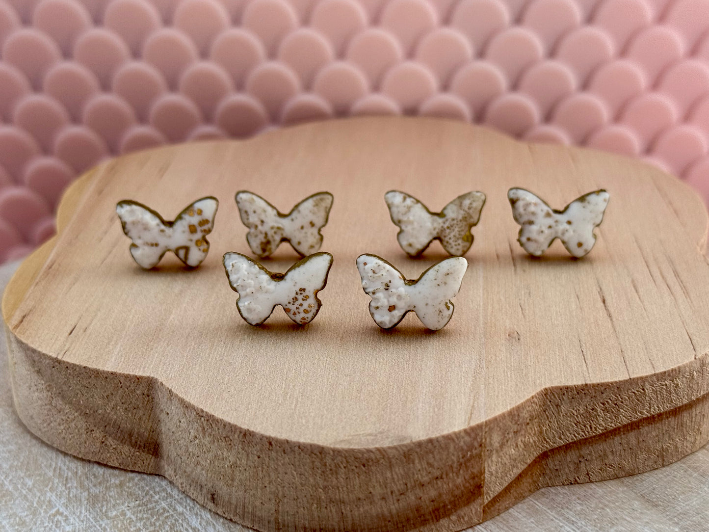 White & Gold Butterfly 🦋 Studs