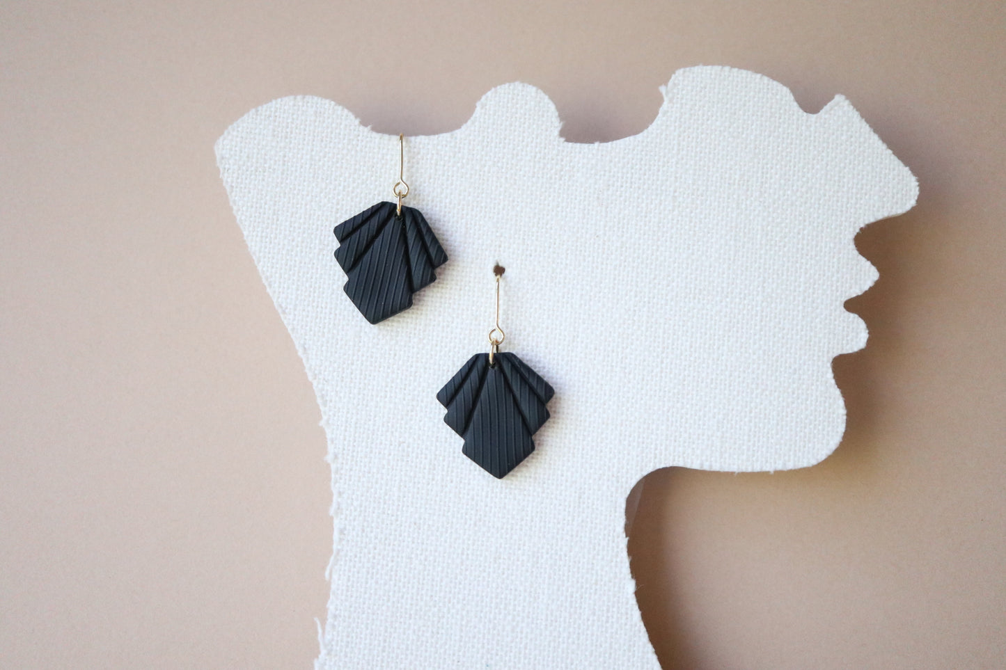 Classic Wood and Black Earrings