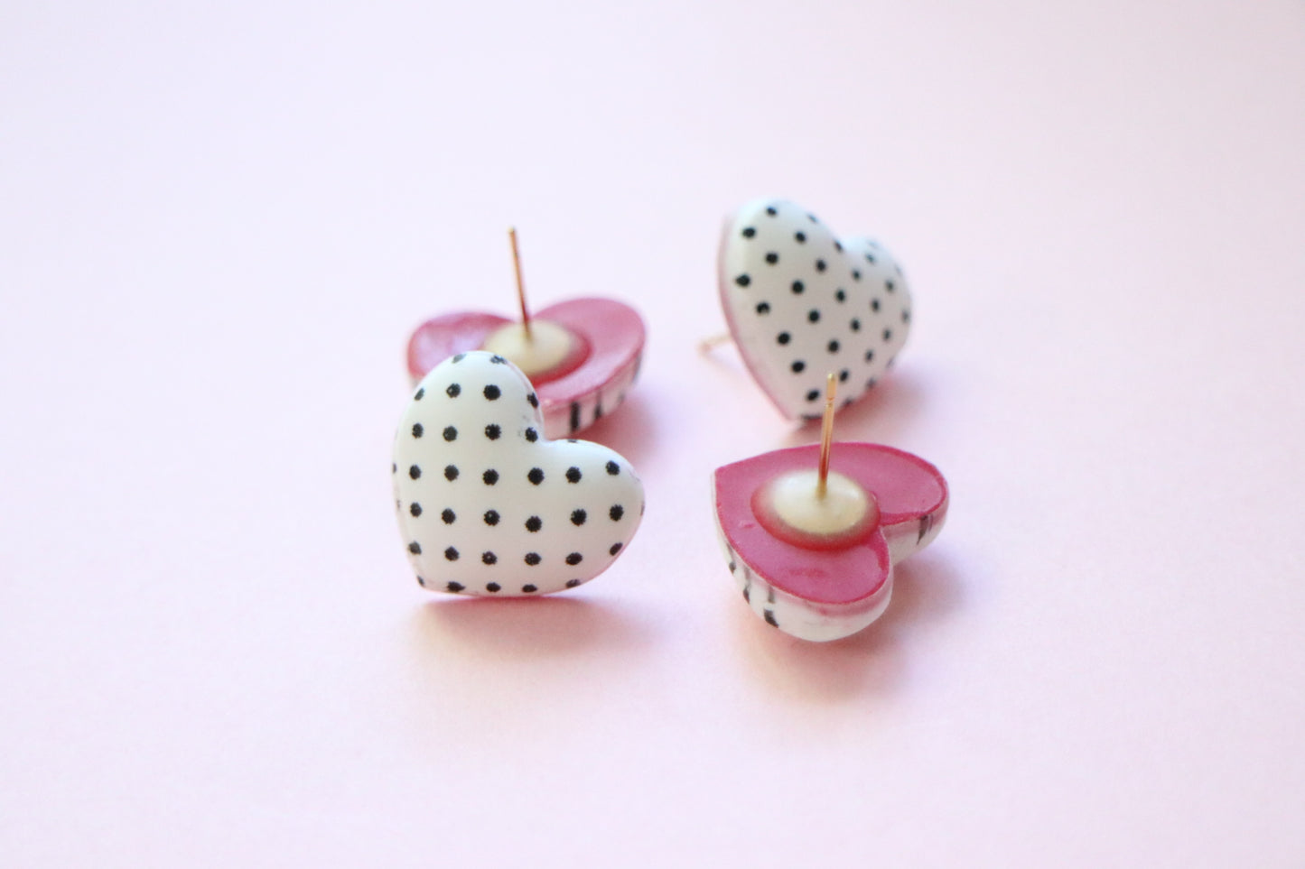 Balloon Heart with Polka Dots Studs