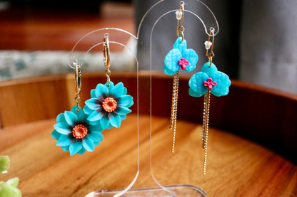 Turquoise Orchid Earrings
