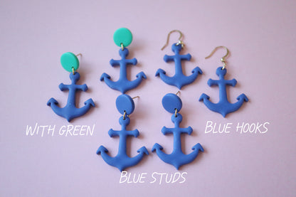 Blue Anchor Earrings