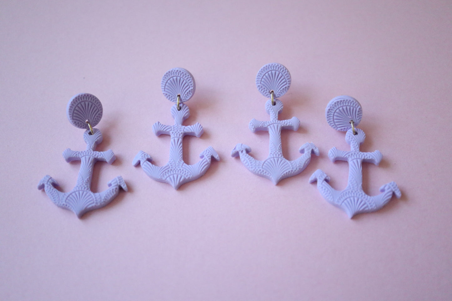 Purple Anchor Earrings