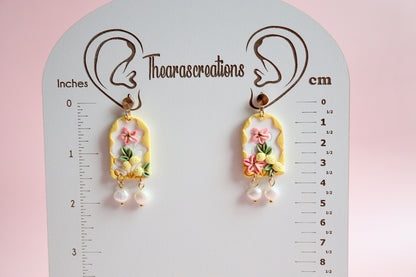 Lemon cookie Earrings w/ Pearls