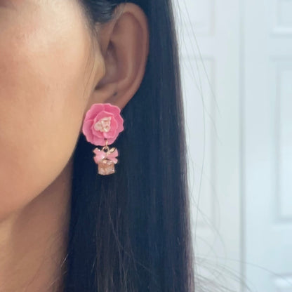 Elegant Peony Earrings ￼