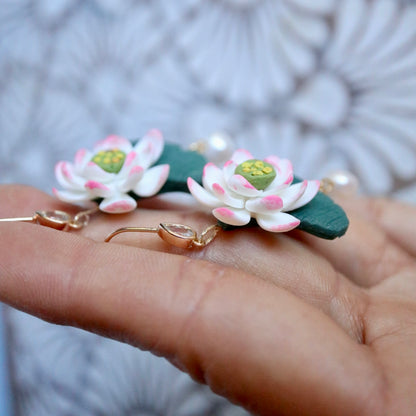 Lotus and Pearl Earrings