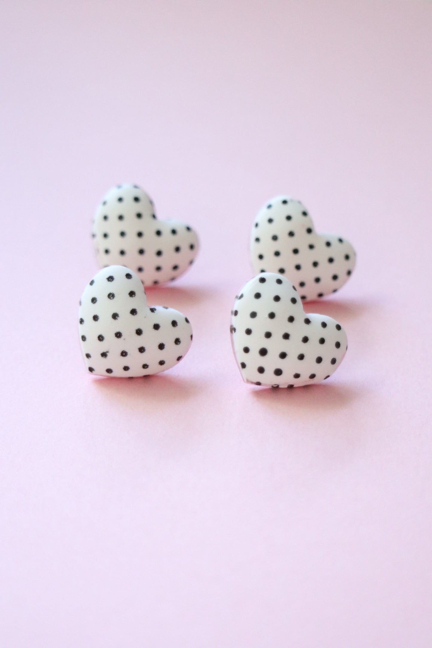 Balloon Heart with Polka Dots Studs