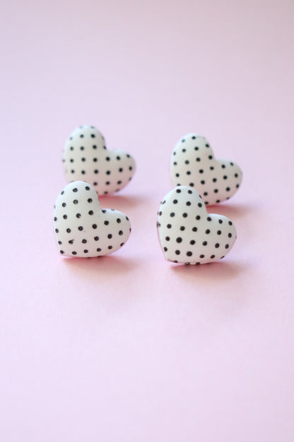 Balloon Heart with Polka Dots Studs