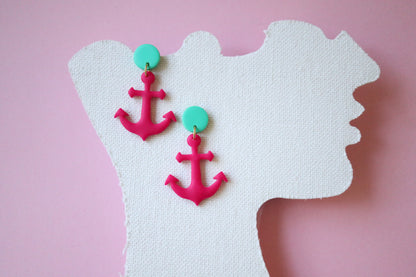 Hot pink Anchor Earrings