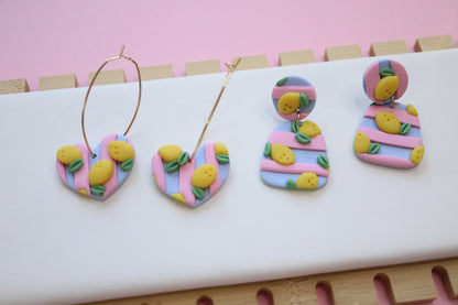 Lemon with Baby Blue and Pink Earrings