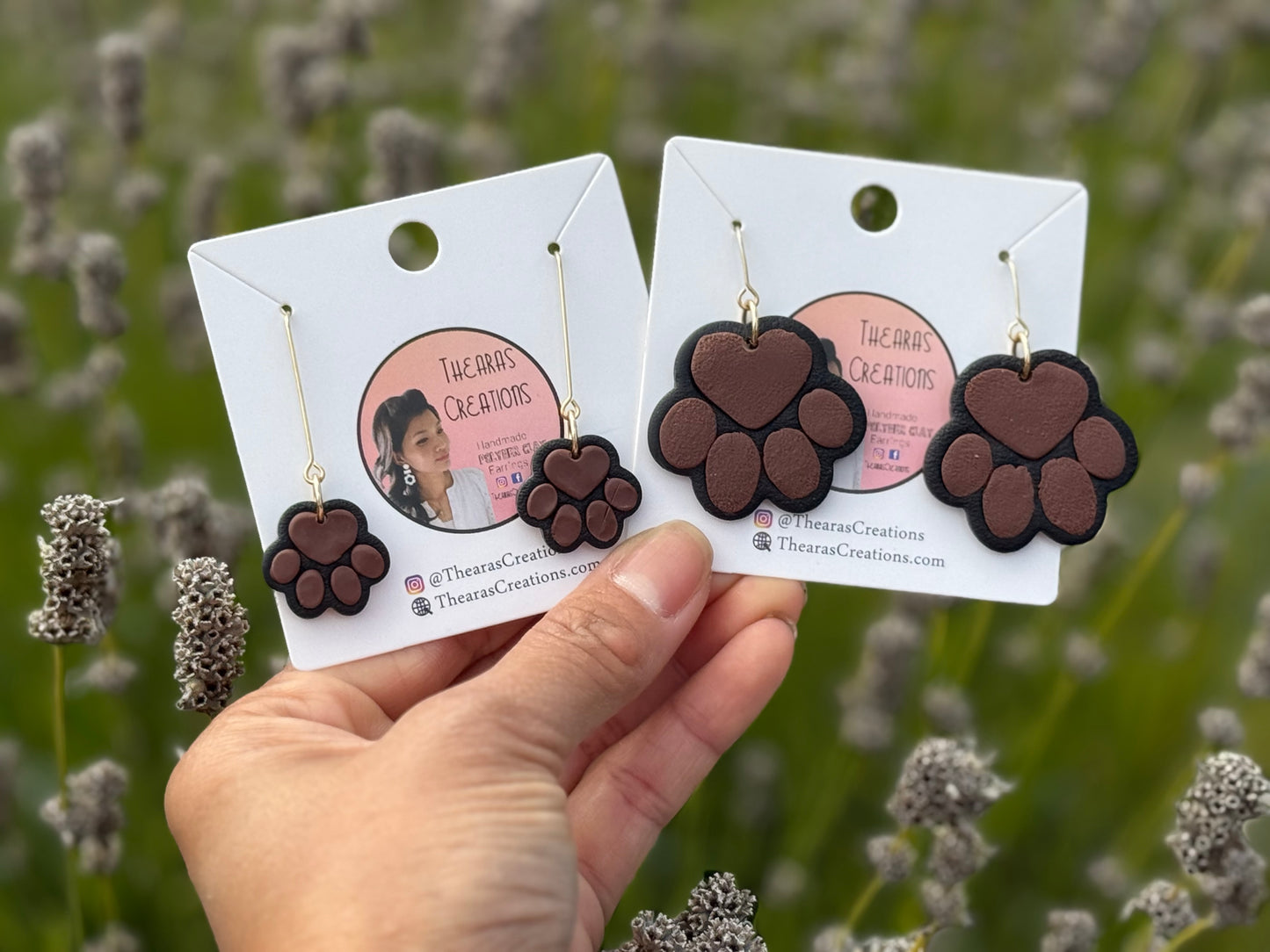 Black and brown dog paws 🐾 earrings (Small)