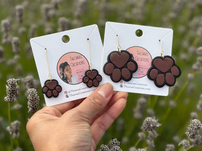 Black and brown dog paws 🐾 earrings (Small)