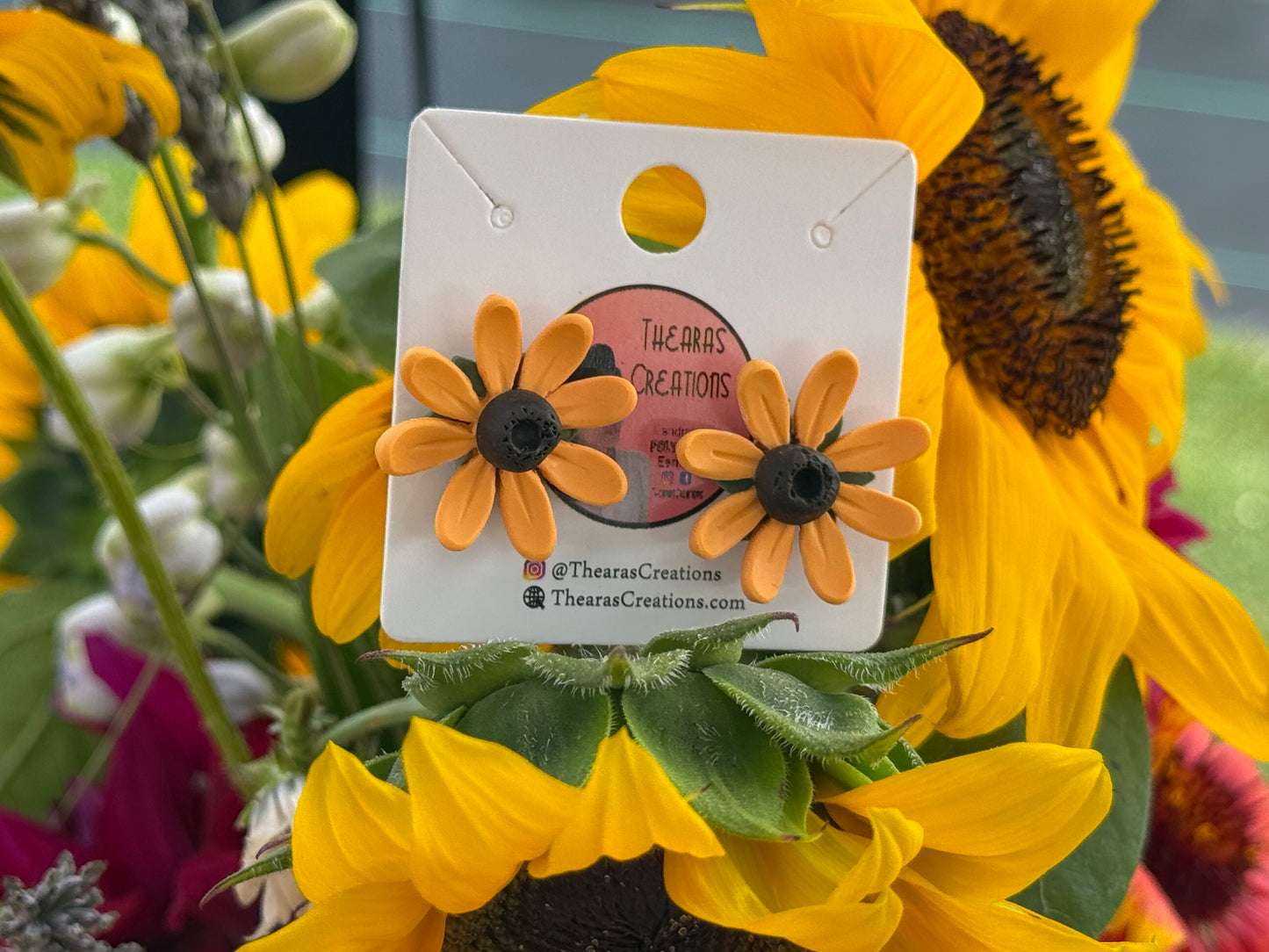Large Sunflower studs.