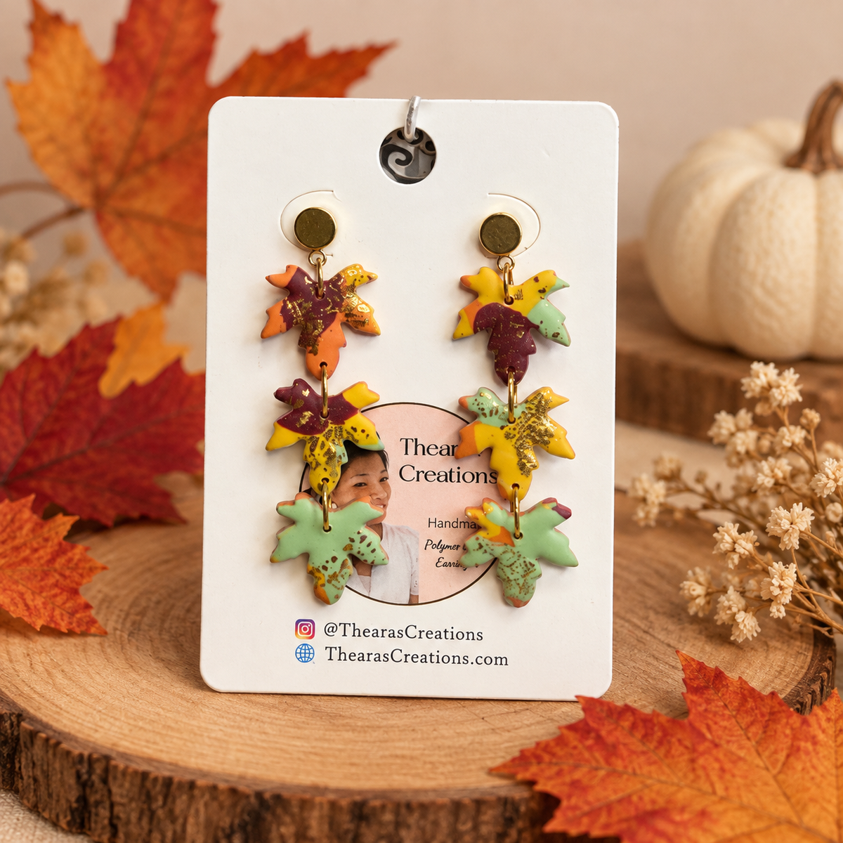 Fall mixed color 3 maple leafs
