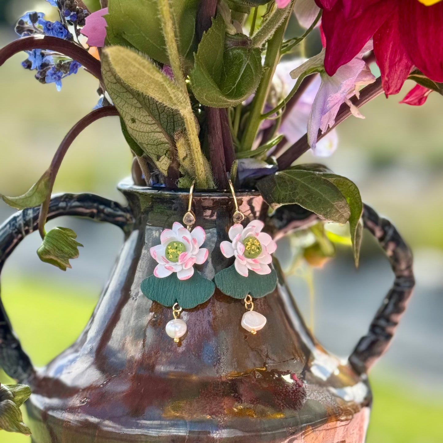 Lotus and Pearl Earrings