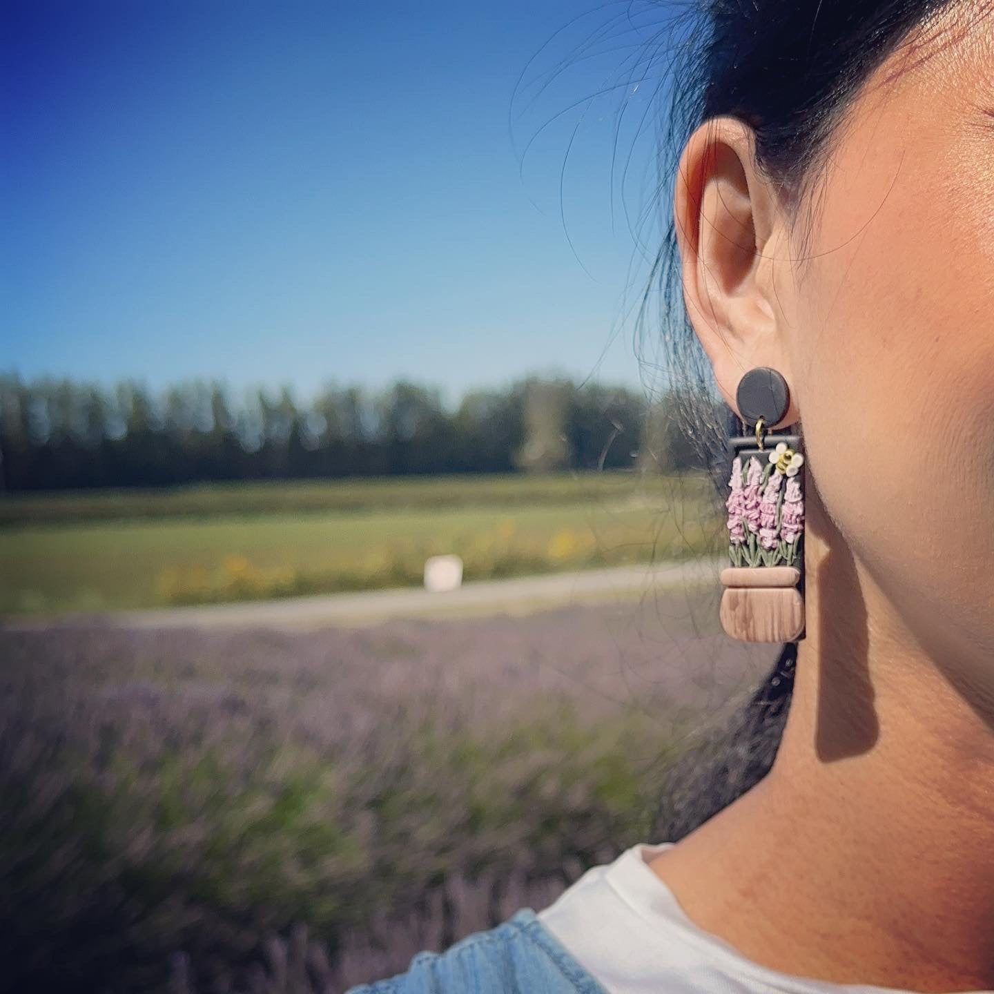 Bianca Lavender Black and white Earrings