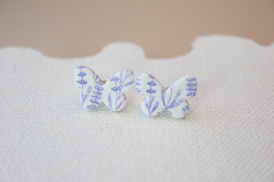 Lavender butterfly Studs