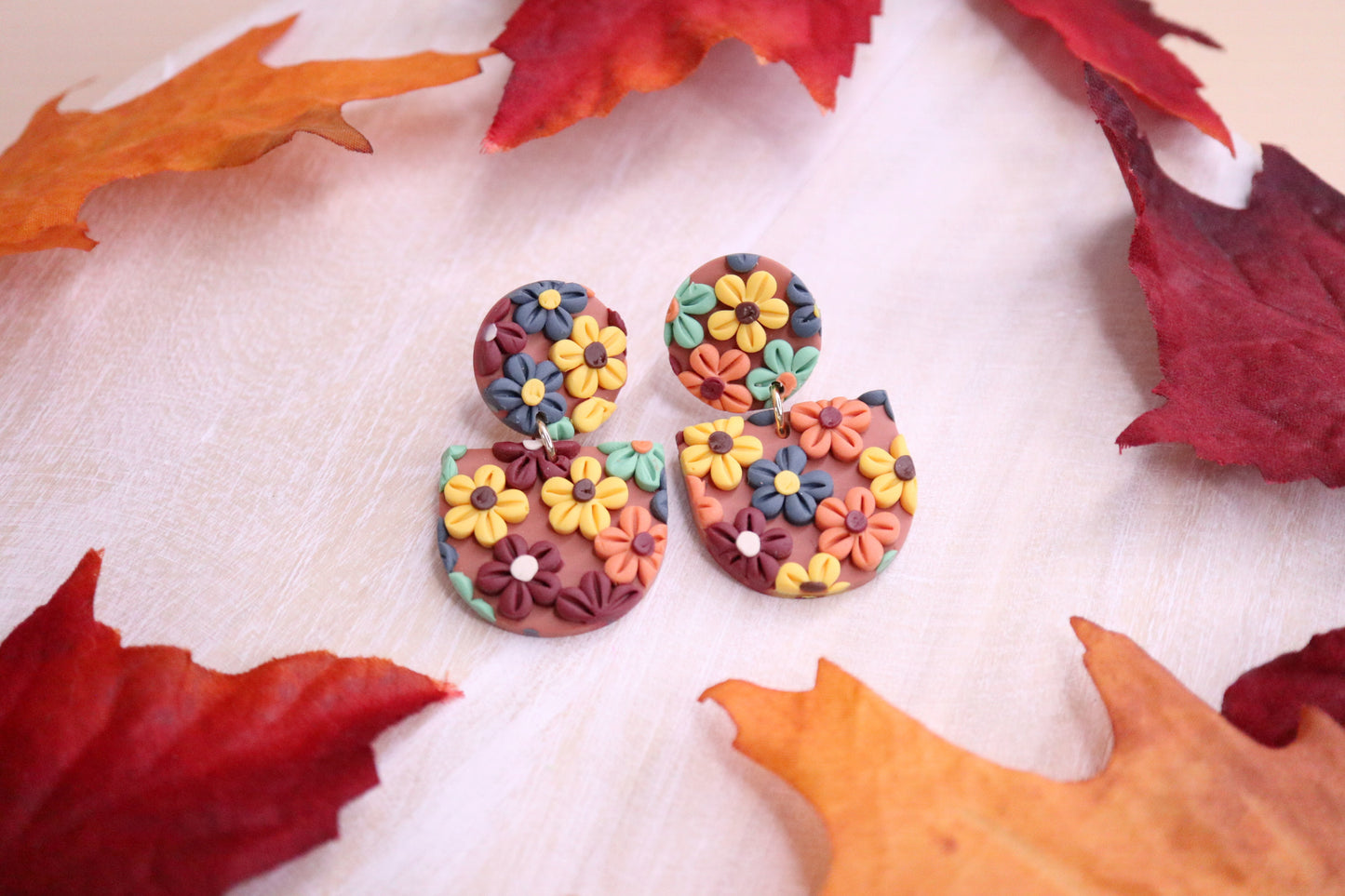 Fall Multi Colors Flower Earrings