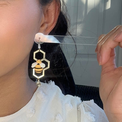 Honeycomb Bee Earrings.