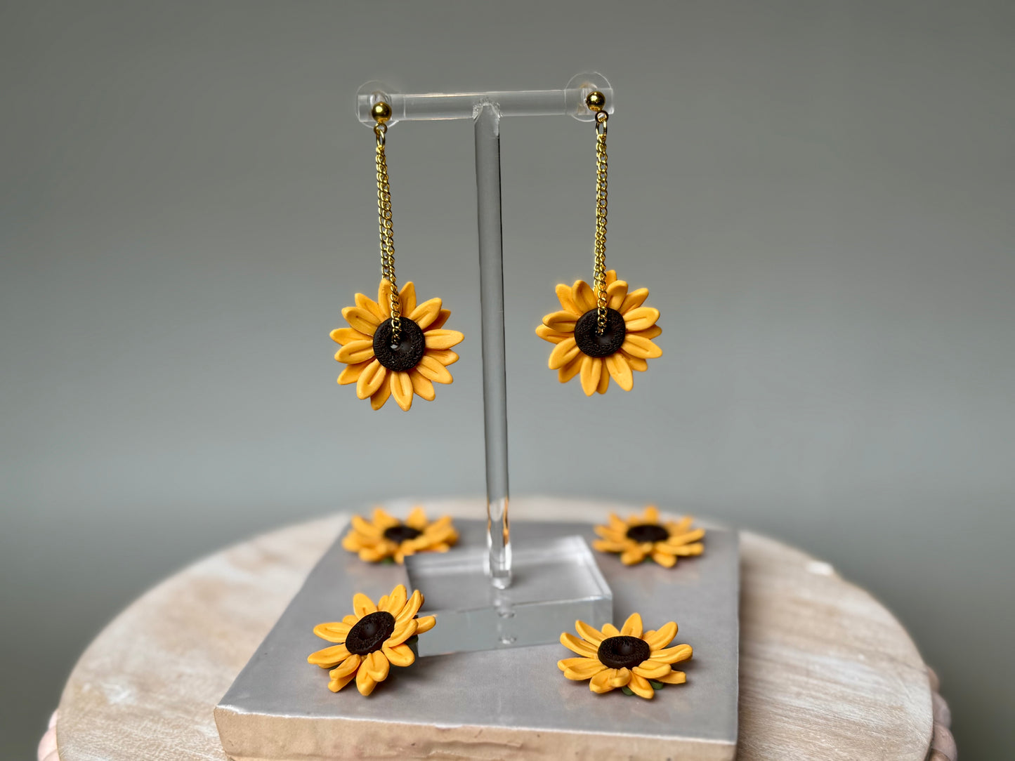 Hanging Sunflower Earrings.