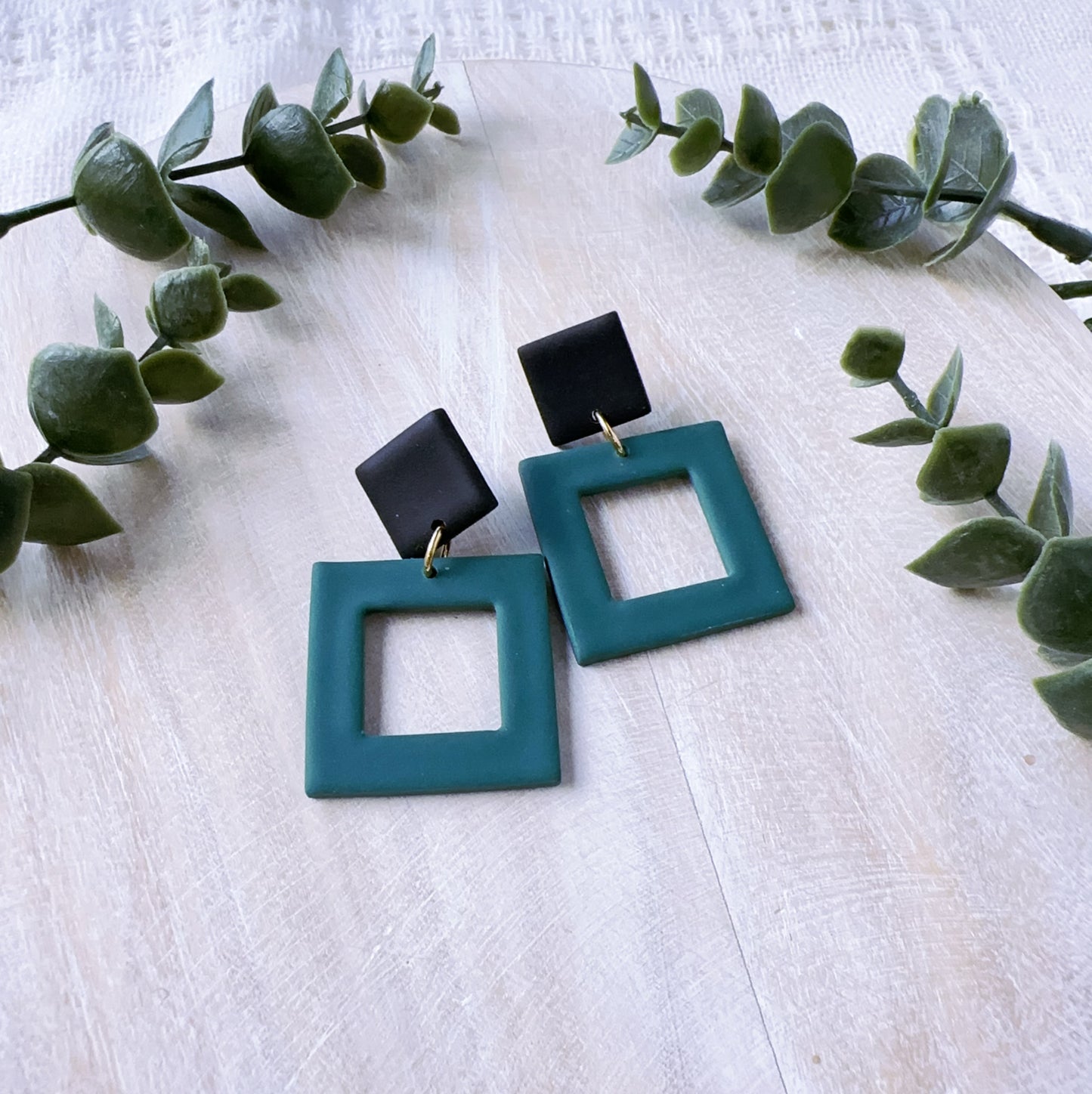 Black and Forest Green Square