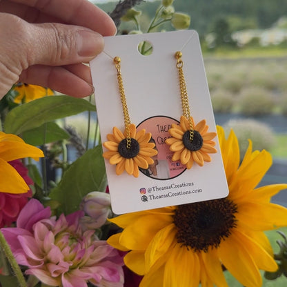 Hanging Sunflower Earrings.