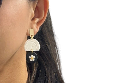 Lisa White circle Earrings