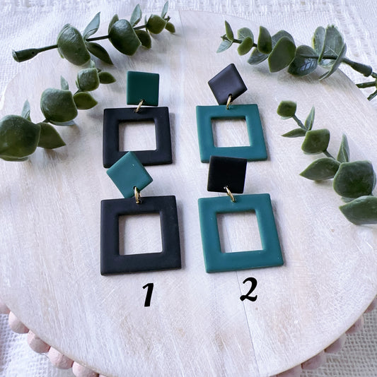 Black and Forest Green Square