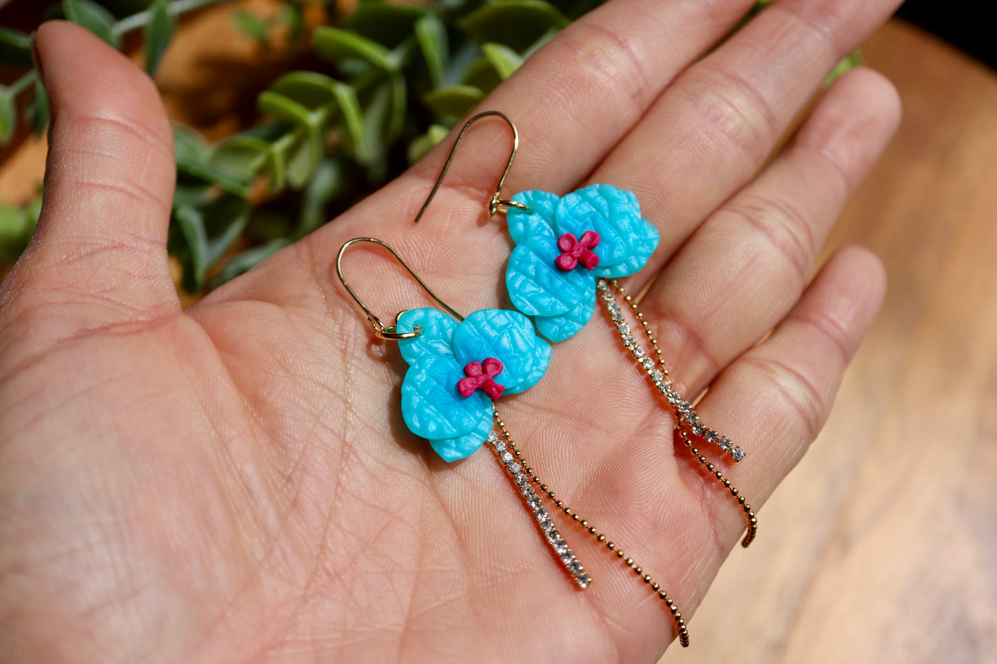 Turquoise Orchid Earrings